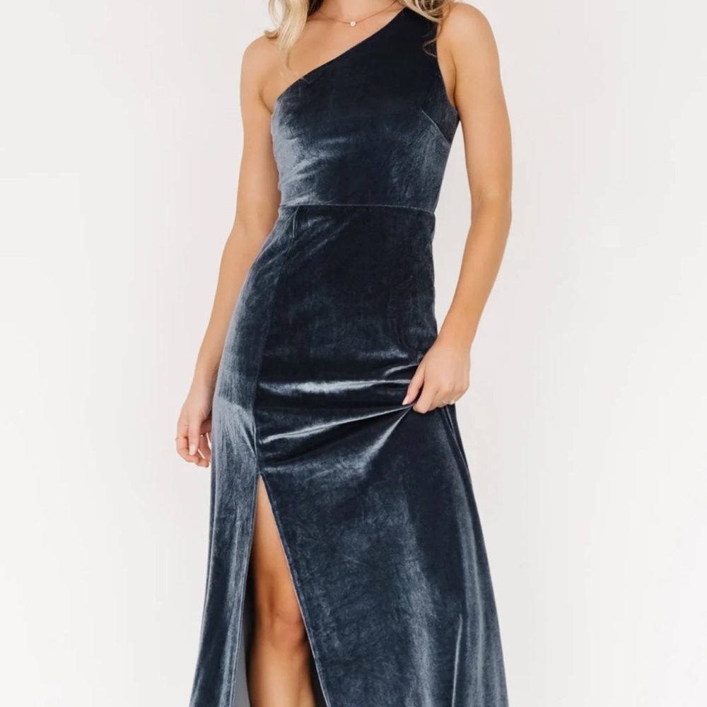 Baltic Born Blue Asymmetrical One Shoulder Gown